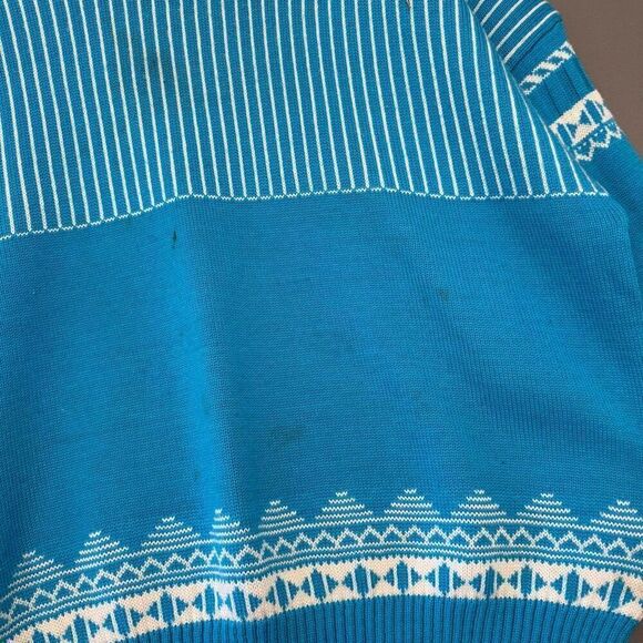 Kazlin Ski Blue Knit Sweater Size Large Wool Blend Colorful Style Winter - Picture 6 of 12
